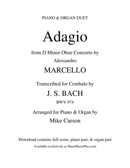 Adagio Bwv 974 Js Bach Piano Organ Duet Sheet Music