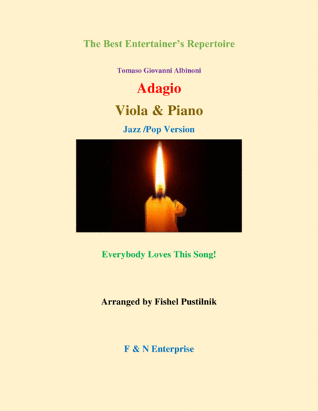 Free Sheet Music Adagio By Albinoni Piano Background For Viola And Piano