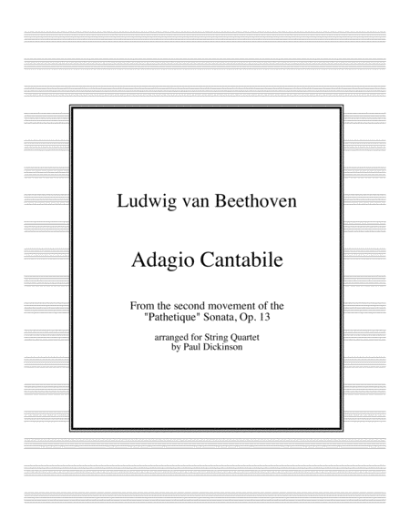 Adagio Cantabile From Pathetique Sonata Op 13 Sheet Music