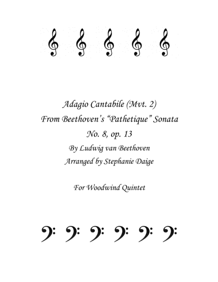 Adagio Cantible From Beethovens Pathetique Sonata For Woodwind Quintet Sheet Music