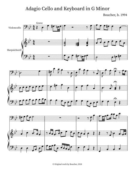 Adagio For Cello And Keyboard In G Minor Sheet Music