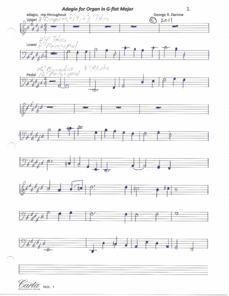 Adagio For Organ In G Flat Major Sheet Music