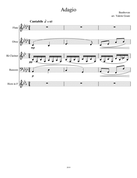 Adagio For Woodwind Quintet Sheet Music