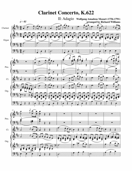 Free Sheet Music Adagio From Clarinet Concerto