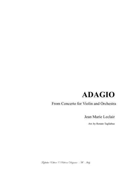 Adagio From Concerto For Violin And Orchestra Leclair Arr For Organ Sheet Music