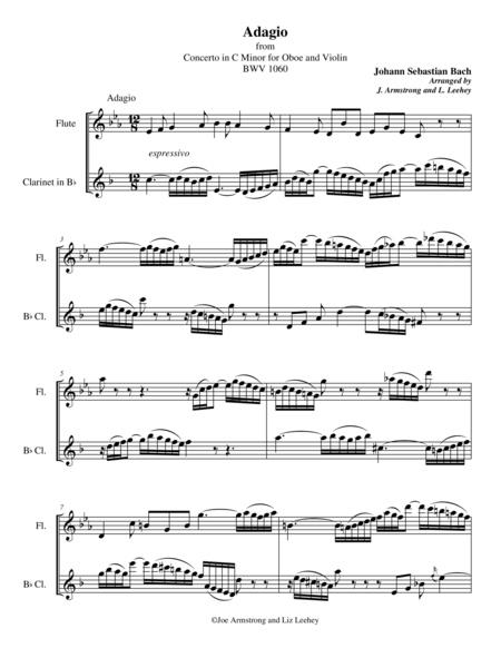 Adagio From Concerto In C Minor Bwv 1060 Sheet Music