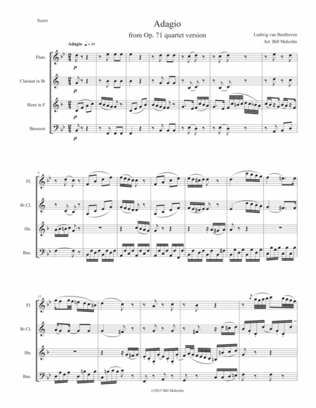 Free Sheet Music Adagio From Opus 71