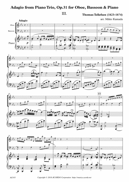 Free Sheet Music Adagio From Piano Trio Op 31 For Oboe Bassoon Piano