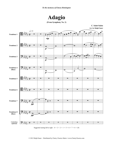 Free Sheet Music Adagio From Symphony No 3 For 8 Part Trombone Ensemble