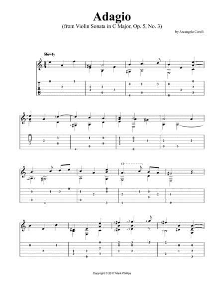 Free Sheet Music Adagio From Violin Sonata In C Major Op 5 No 3