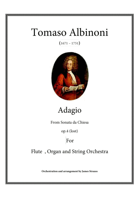 Free Sheet Music Adagio In G Minor For Flute Stringsand Organ