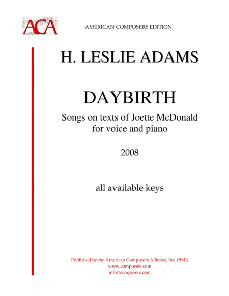 Free Sheet Music Adams Daybirth
