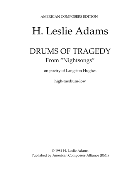 Free Sheet Music Adams Drums Of Tragedy From Nightsongs