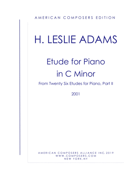 Adams Etude In C Minor Part Ii No 5 Sheet Music