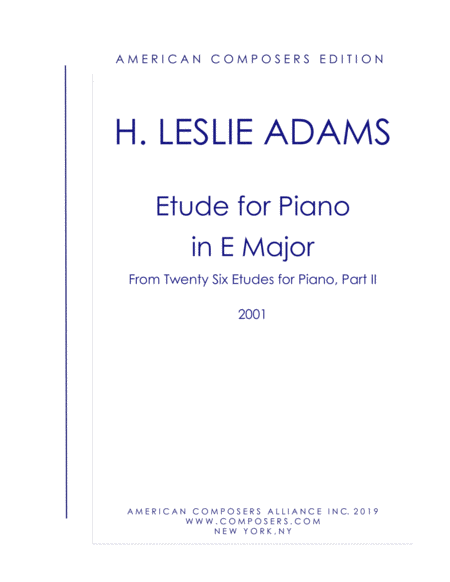 Adams Etude In E Major Part Ii No 1 Sheet Music