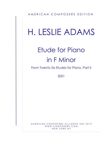 Adams Etude In F Minor Part Ii No 10 Sheet Music