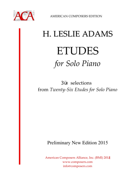 Adams Etudes For Solo Piano 10 Selections Sheet Music