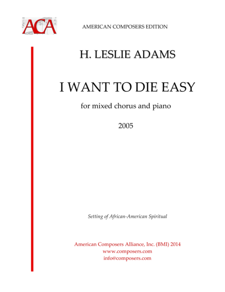 Adams I Want To Die Easy Sheet Music