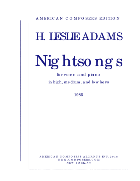 Free Sheet Music Adams Nightsongs