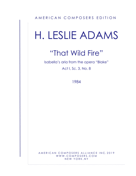 Free Sheet Music Adams That Wild Fire From Blake