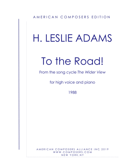 Adams To The Road From The Wider View Sheet Music