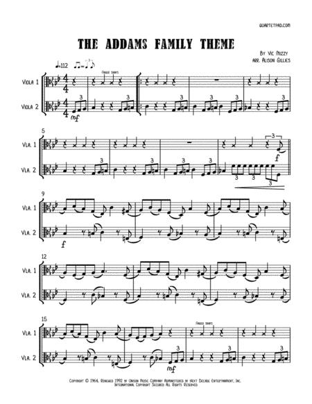 Addams Family Theme Viola Duet Sheet Music