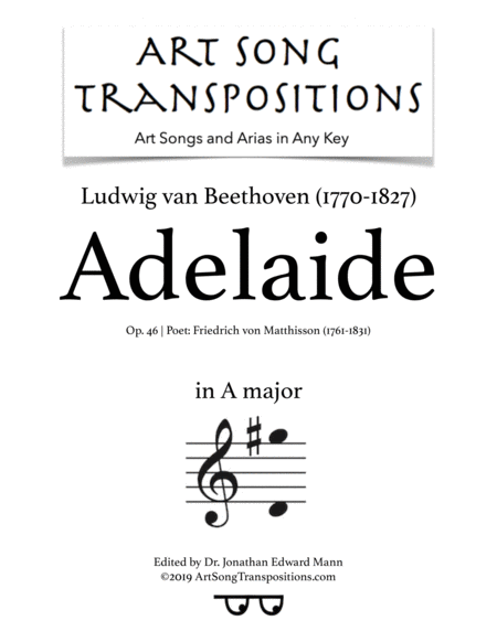 Free Sheet Music Adelaide Op 46 Transposed To A Major