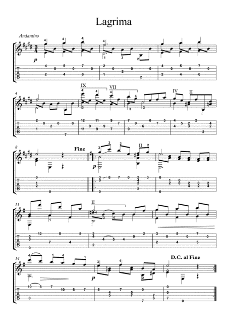 Adelita Lagrima Sheet Music