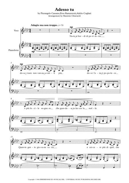 Free Sheet Music Adesso Tu