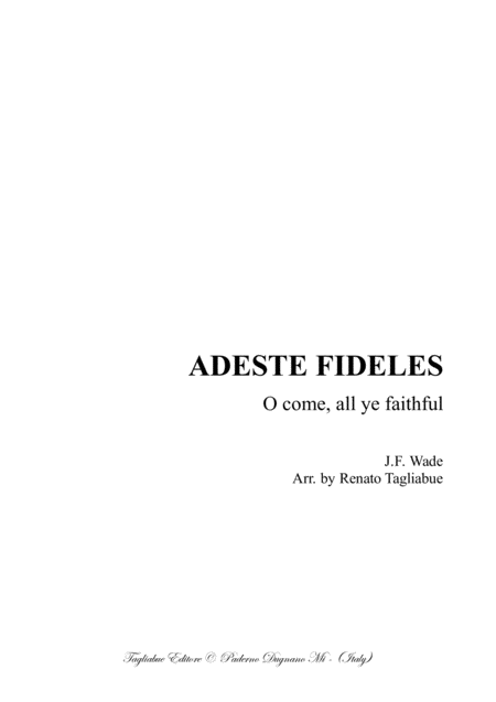 Free Sheet Music Adeste Fideles O Come All Ye Faithful