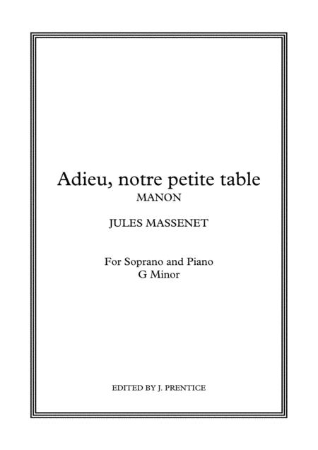 Free Sheet Music Adieu Mon Petite Table Manon G Minor