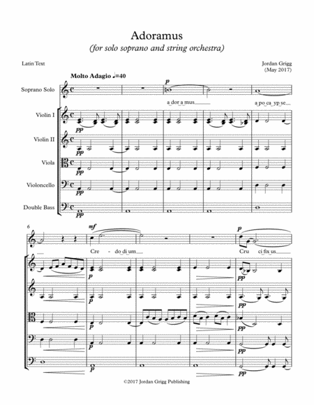 Adoramus For Solo Soprano And String Orchestra Sheet Music