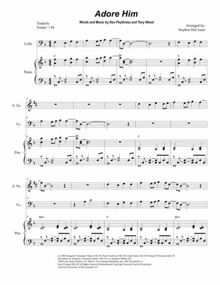 Adore Him Duet For Soprano And Alto Saxophone Sheet Music