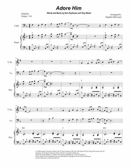 Adore Him Duet For Soprano And Tenor Saxophone Sheet Music