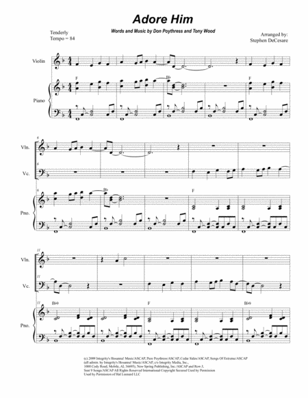 Adore Him Duet For Violin And Cello Sheet Music