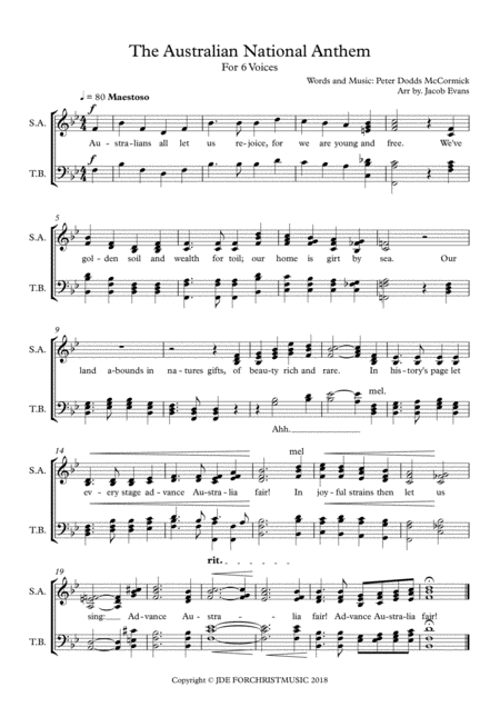 Advance Australia Fair Sheet Music