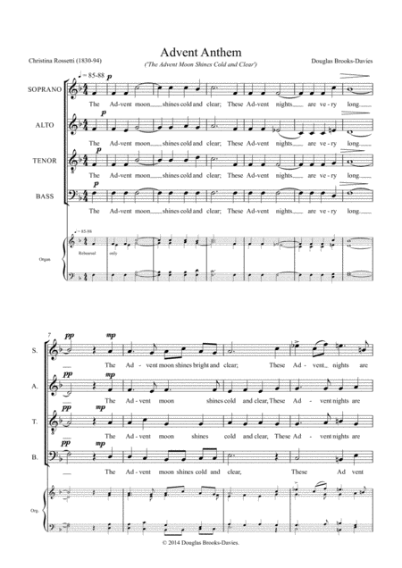 Advent Anthem The Advent Moon Shines Cold And Clear Sheet Music