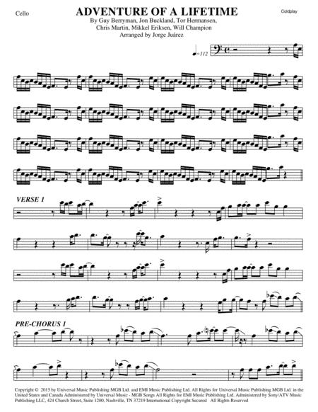 Free Sheet Music Adventure Of A Lifetime Cello