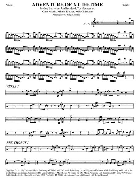 Free Sheet Music Adventure Of A Lifetime Violin