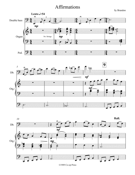 Free Sheet Music Affirmations For Double Bass And Organ