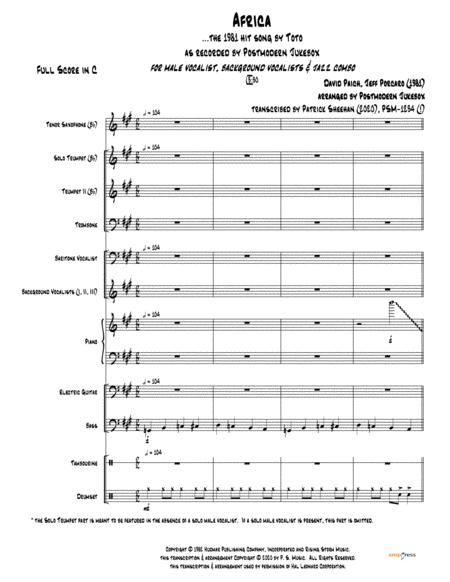 Africa Postmodern Jukebox Full Score Set Of Parts Sheet Music