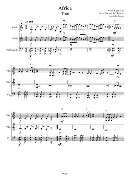 Free Sheet Music Africa String Trio 2 Violins Cello