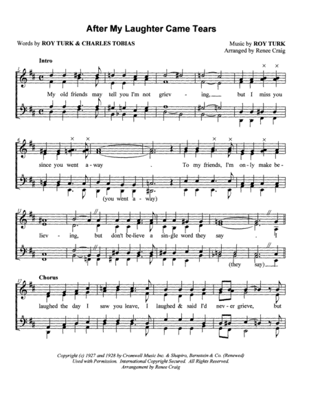 Free Sheet Music After My Laughter Came Tears