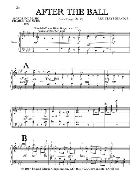 Free Sheet Music After The Ball