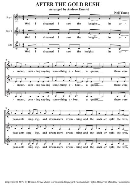 Free Sheet Music After The Gold Rush A Cappella Ssa