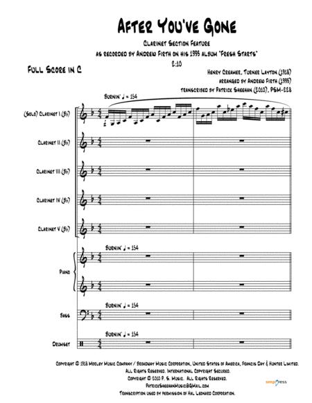 Free Sheet Music After You Ve Gone Andrew Firth Clarinet Section Feature Full Score Set Of Parts