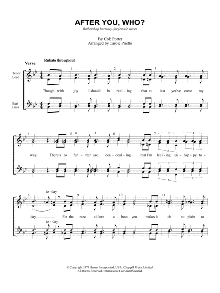 Free Sheet Music After You Who Choral Pricing