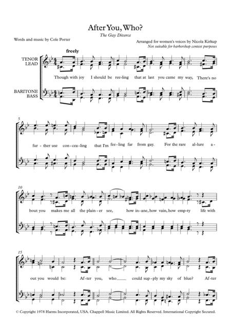 After You Who For Womens Voices Sheet Music