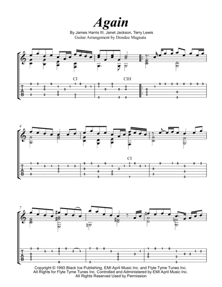 Again Fingerstyle Guitar Arrangement Sheet Music