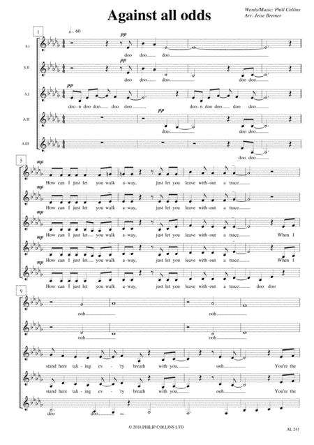 Against All Odds Ssaaa A Cappella Sheet Music